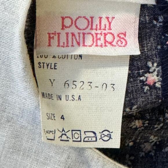 Vintage Polly Flinders Made in USA  Size 4 Smocked Blue Floral Collared Dress - Picture 6 of 8